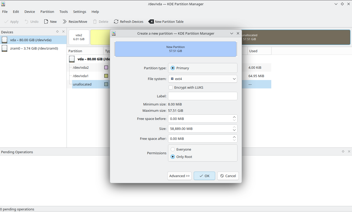 create partition
